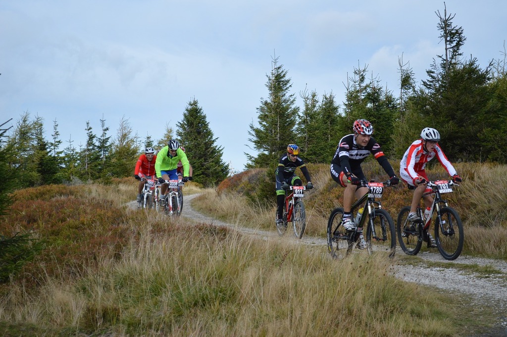 Mountain biker riding a trail in summer at Hidden Valley